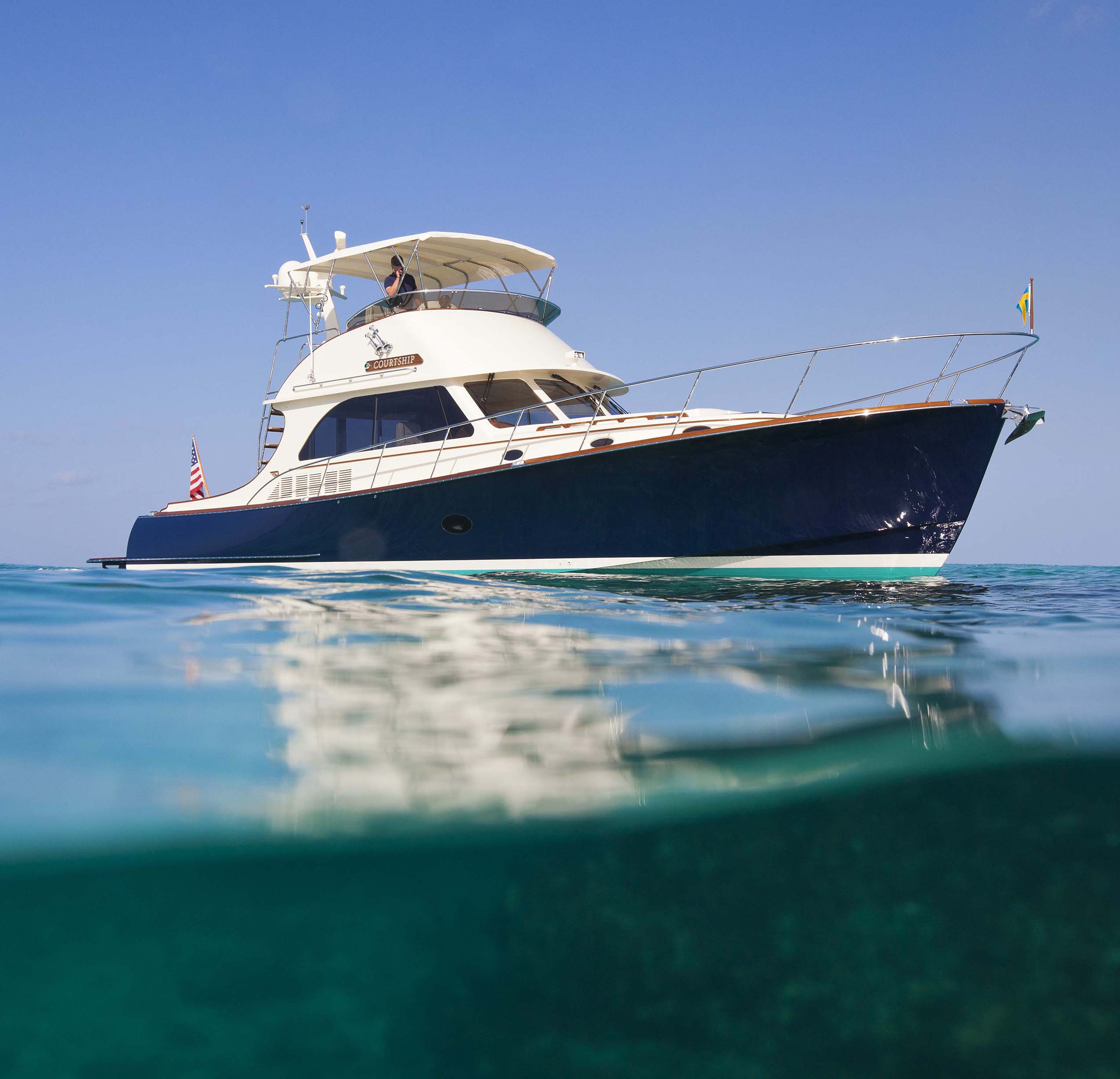 Courtship, Hinckley Talaria 48 in Lyford Cay, Bahamas.